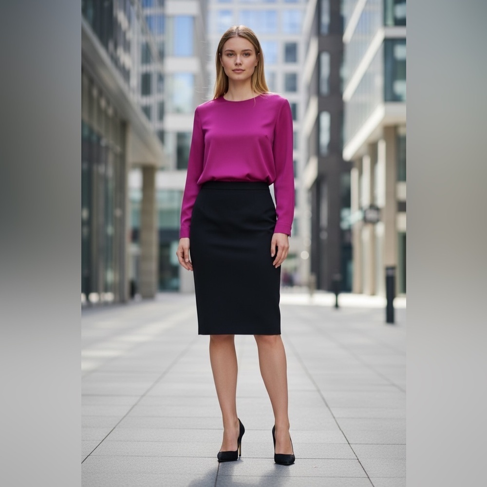 Anne Klein, Black Pencil Skirt, Size 14, Classic Office Business Skirt